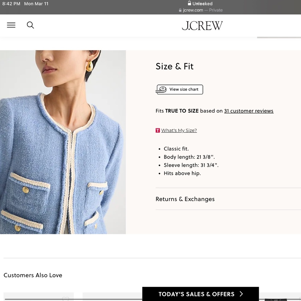 JCrew Frances Lady Jacket in Maritime Tweed Size 14 NWT